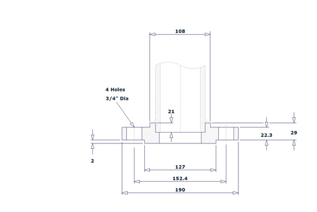 Dimensión de Brida SW Clase 150